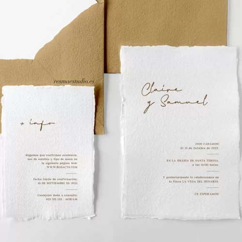 Invitación papel artesano minimal